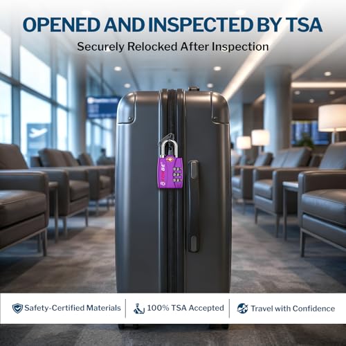 Forge TSA Approved Luggage Locks, Open Alert TSA Locks, Purple, 2 Pack - color: Purple 2PK