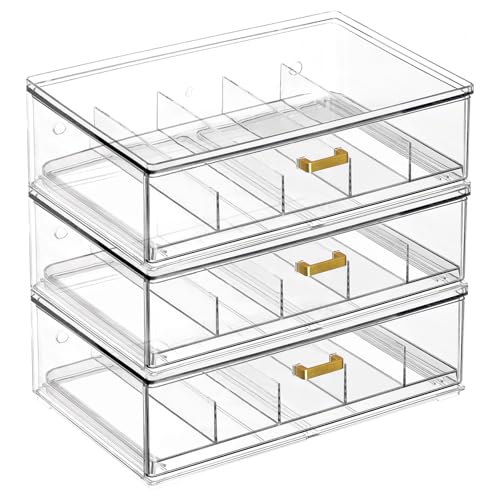 LALOBLUE Drawer Glasses Case, Acrylic Stackable, 3 Pack - size: 3 Pack