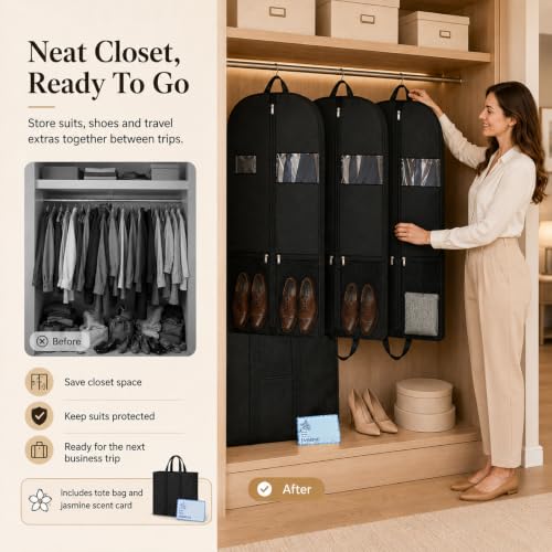 43" Travel Garment Bag, Lightweight Suit Cover with Window and Pocket - size: V-G-43in-1P-2