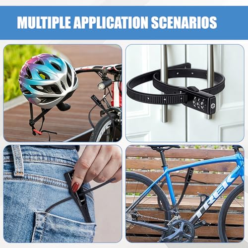 4 Pack Adjustable Cable Zip Tie Lock 3-Digit Combination Security Lock Flexible Security Strap Lock for Helmet Bike Rack Motorcycle Skateboard Luggage Door Stroller Cabinet