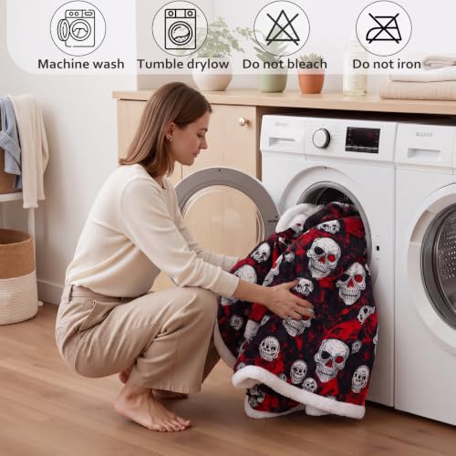 Capecage Long Wearable Blanket Hoodie with Big Pocket,Gift for Women or Men - color: Skull