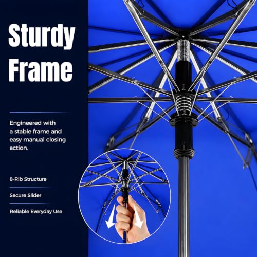 Collapsible Windproof Umbrella Travel - 42inch Auto Open & Manual Close - color: 04.Blue