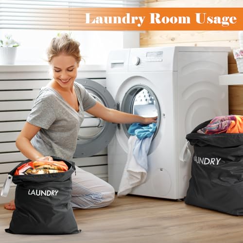 WiseBoy 2-Pack Travel Laundry Bags, Washable Wet Dry Bags for Gym, Black - color: Black