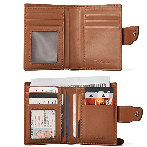 BOSTANTEN Leather Womens Wallet Small RFID Blocking Credit Card Holder - color: 3-Brown