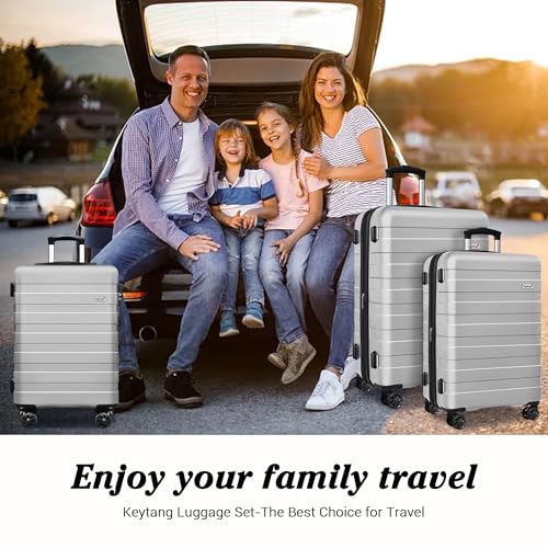 KEYTANG Zebra Luggage Sets 3 Piece, 20" Carry On Luggage with Spinner Wheels, Hardside Business Travel Suitcase Set with TSA Lock, Lightweight Suitcase,20/24/28 inch,Silver - color: Silver, size: 555-3PCS