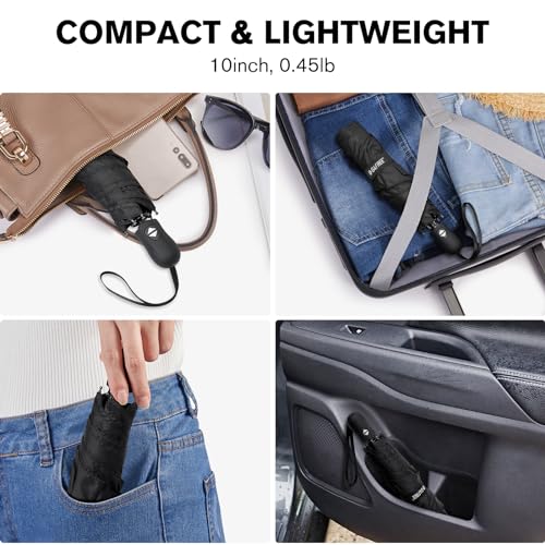 G4Free 40 Inch Travel Compact Umbrella Mini Sun UV Protection Umbrella - color: Black