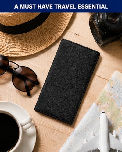 Brookstone RFID 차단 여권 커버, 슬림 여행용 문서 홀더 - color: 블랙.