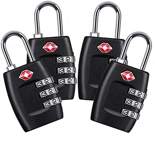 TSA Approved Luggage Lock,3 Digit Small Combination Padlock for Travel Suitcase (Black)