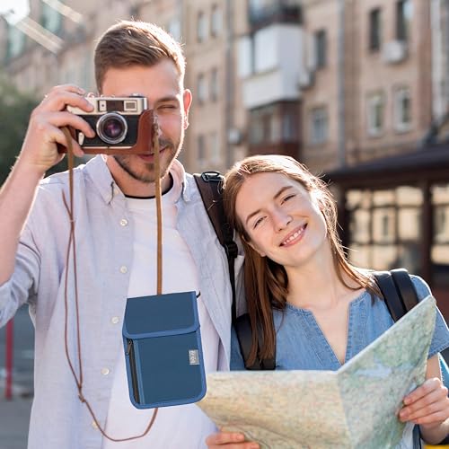 Travel Neck Wallet with RFID Blocking - color: Light Blue