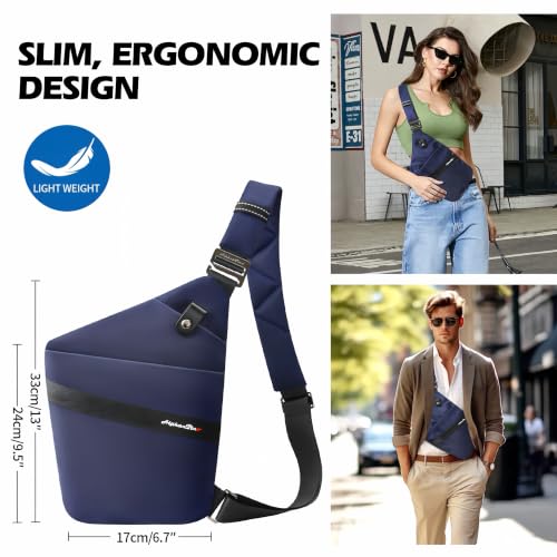 Anti-Theft Slim Crossbody Bag for Women & Men, Pickpocket Proof Sling For Travel - color: Navy