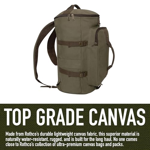 Rothco Convertible Canvas Duffle Backpack – Outdoor Camping Weekend Travel Bag 30L - color: Black