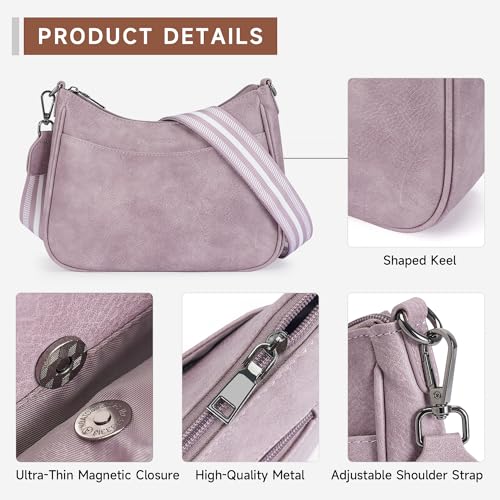 APHISON Trendy Leather Crossbody Purse, Women's Shoulder Handbag - color: 04-purple