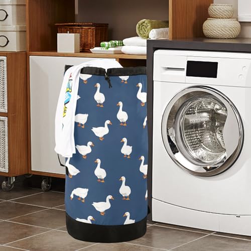Ducks Navy Blue Laundry Bag Backpack Washable Large Enough Dirty Clothes Organizer for Vacation Road Trip Essentials Dorm - color: Ducks Navy Blue