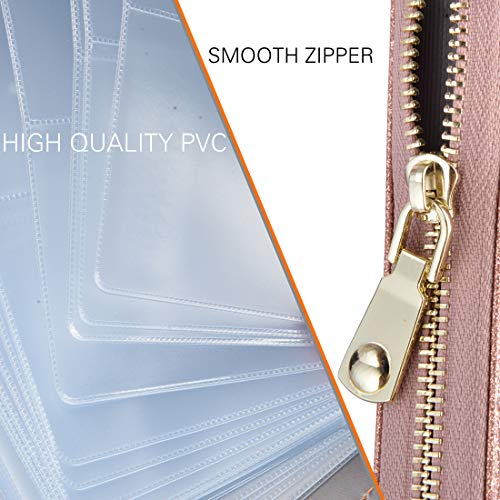 Easyoulife Credit Card Holder Wallet Womens Zipper Leather Case Purse RFID Blocking - color: Glitter Gold