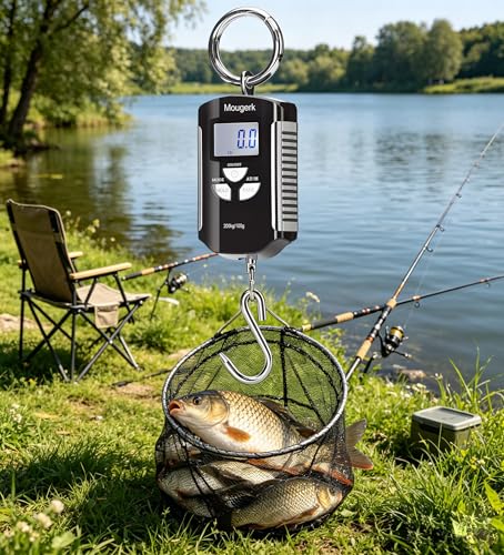 Digital Hanging Scales 440lb 200kg Heavy Duty Weight Scale 2 AAA Batteries(Not Included) (Black Silver) | Large LCD screen, Integrated product design, Easy to pick up, high precision sensors, 2 AAA Batteries(Not Included)