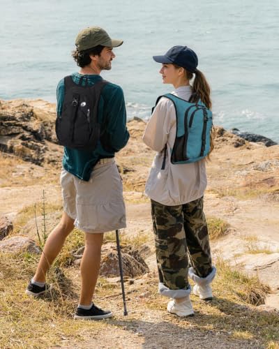 Folding Hiking Backpack with Phone Pocket for Men Women, Small Ultralight Packable Casual Daypack with Shoulder Chest Straps for Travel, 15L Foldable Lightweight Day Pack, Blue - color: Lake Blue
