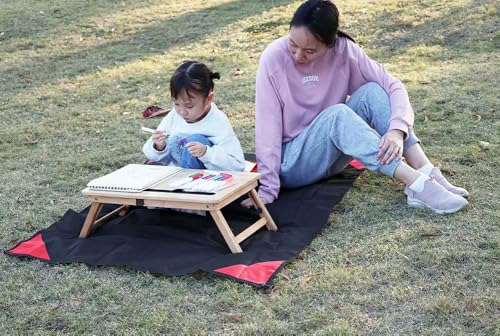 Pocket Picnic Blanket, Compact Lightweight Tarp for Camping - color: Black/Red, size: 55"x39"