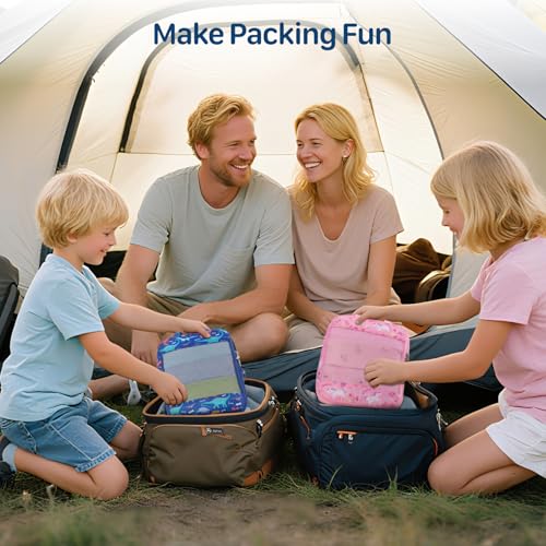 Kids Compression Packing Cubes - 4 PCS Sets, Blue Dinosaur - color: Blue Dinosaur