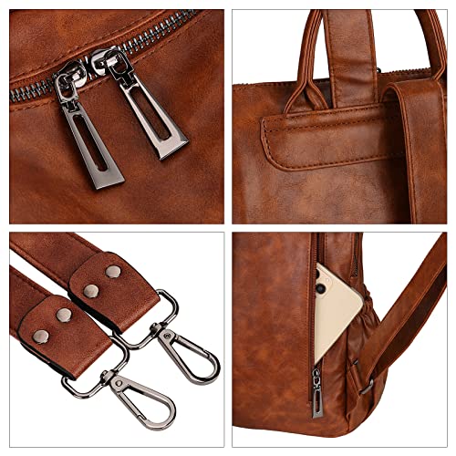 Uromee Travel Backpack Purse Women Vegan Leather Tassel Shoulder Bag - color: 0243 Brown Oil Wax