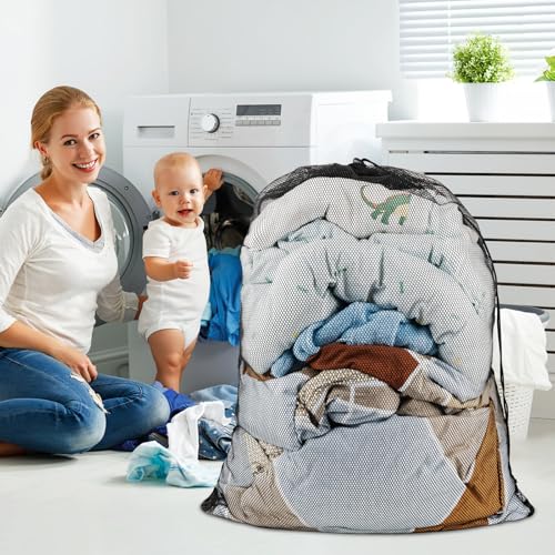 Large Mesh Laundry Bags: 2 Pack 24" x 36" Heavy Duty | Soft Breathable, Machine Washable, For College Dorm, Travel Family Use, Black - color: Black