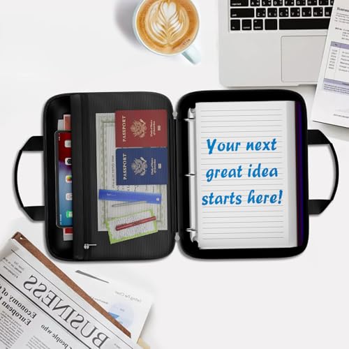 Fireproof Binder Organizer with 20 Pack Binder Pockets & Lock,Black