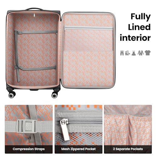 2-Piece Luggage Set(20/30in)-Expandable Luggage,TSA LOCK - color: Grey, size: 2-Piece Set (20"/30")