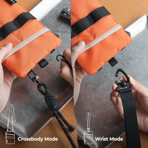 VULKIT Minimalist Travel Wallet with Lanyard RFID Blocking Water-Resistant - color: Orange
