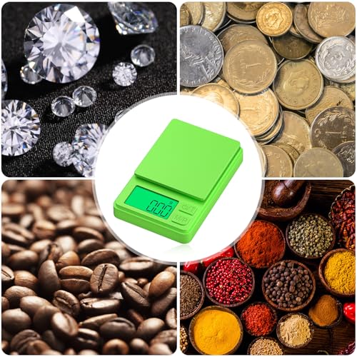 1000g x 0.01g Precision Gram Scale, Diyife Mini Scale with LCD Display - color: Green