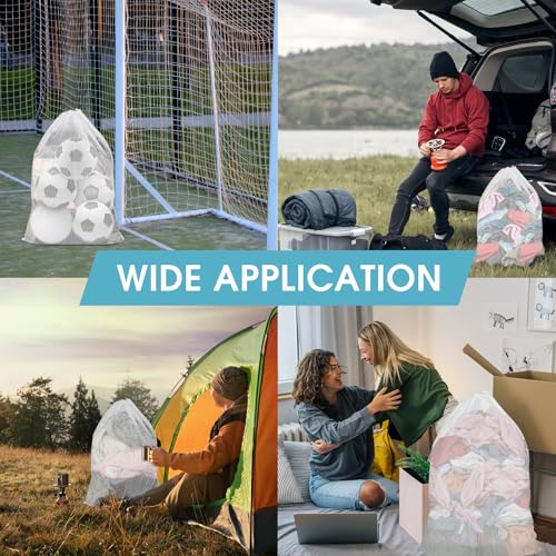 2 Pack Mesh Laundry Bags 23x34 Inch Drawstring Locking for Travel Home - color: White