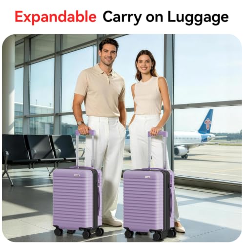 Carry On Luggage, Expandable PC HardShell Suitcase, Lilac, 20 in - color: Lilac, size: 20in