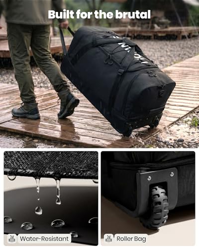 Fanwoli 120L Rolling Duffle Bag with Wheels, Foldable Travel Duffel - color: Black-3
