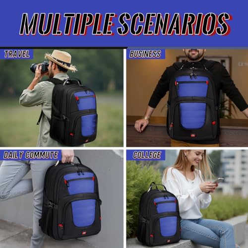 Large Travel Backpack, 17.3" Laptop Backpack, Blue - color: Blue, size: 17.3 Inch(20.4"x13.3"x10.2")