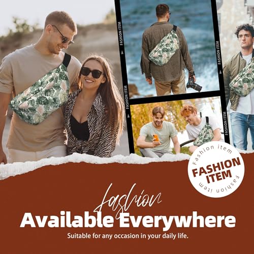 Running Waist Pack Tropical Leaf Pattern 2-in-1 Fanny Pack and Crossbody Bag Hiking Daypack for Men Women Running Travel Hiking Daily Commute - color: A20