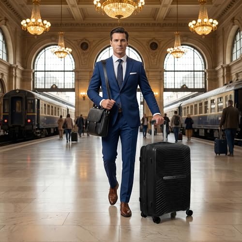 25" Checked Luggage Hardside Suitcase Expandable 20% - color: Black, size: Checked-Medium 25-Inch
