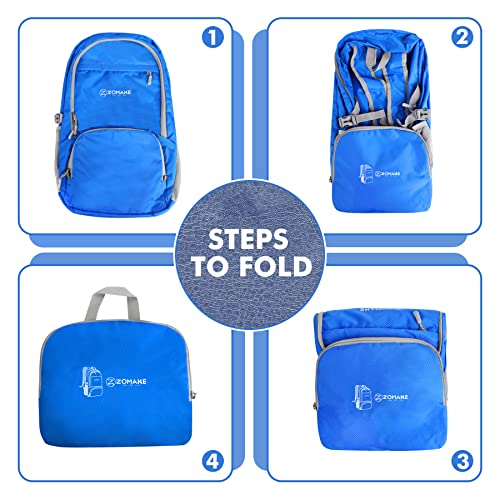 ZOMAKE Lightweight Packable Backpack 30L, Foldable Travel Hiking Daypack - color: Dark Blue, size: 30L