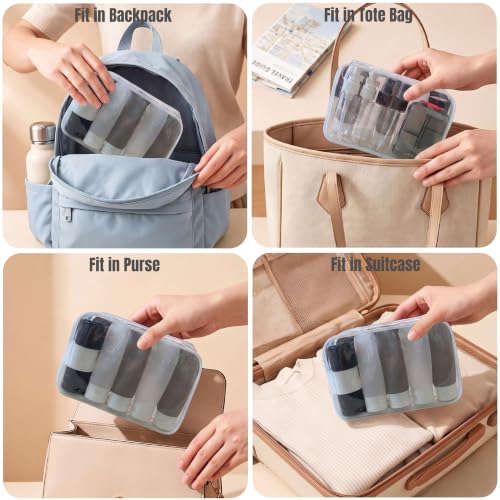 20 Pack Travel Bottles for Toiletries, Travel Containers with Pill Case - color: Dark Color A