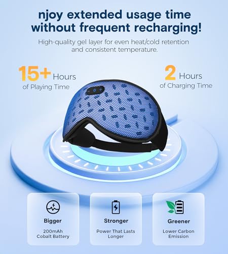 MUSICOZY Sleep Mask Bluetooth Headphone Cooling Weighted Eyemask Headphones - color: Grid Blue