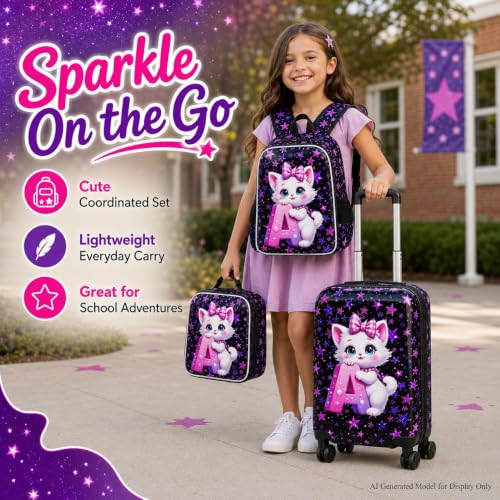 CCJPX 5PCS Kids Luggage Girls Suitcase, 16" Hardside Carry-on Set Cat - color: 01-hardside A-star Cat 5pc