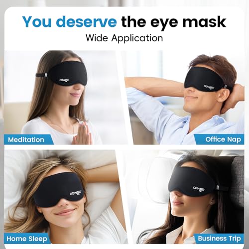 NEWGO 3D Cooling Eye Mask, Weighted Eye Mask for Sleeping, Black - color: Black
