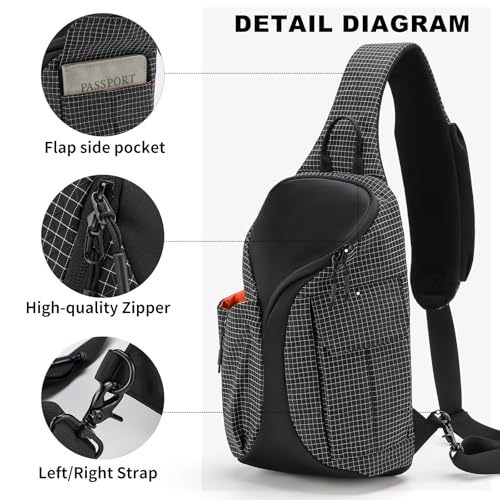 Sling Bag Crossbody Bag Cross Body Backpack Chest Bag - color: Black
