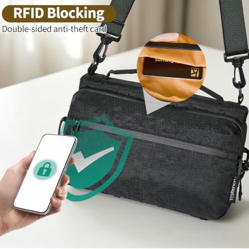 YesFashion 여성용 남성용 크로스바디 백, RFID 차단 슬링 숄더백 - color: X-pac 블랙
