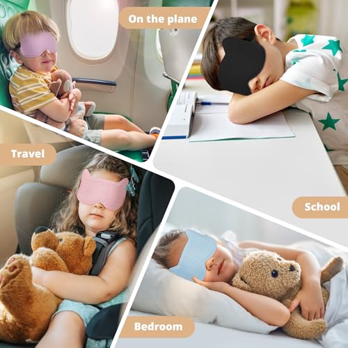 Kids Sleep Mask for Sleeping, Soft 3D Contoured Eye Mask for Kids - color: Black-kids