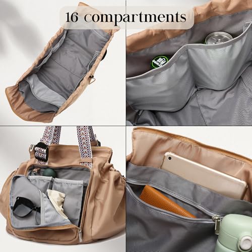 Everyday Bag Tote for Women, Spacious Diaper Bag with 16 Pockets, Durable Travel Bag, Sleek Work Shoulder Bag - color: Chocolate Brown
