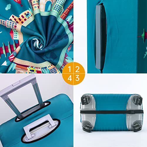 Travelkin 여행 가방 Tsa 승인 여행 가방 커버 프로텍터, 드리밍 블루, 패션 - color: 드리밍 블루, size: 2-M(22-25inch suitcase)