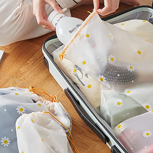 12 Pcs Daisy Drawstring Shoe Bags Pouches Matte Frosted Travel Storage Bag Flower Luggage Clothes Organizer Bags Waterproof Packaging Bags