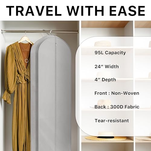 Simple Houseware 60" Travel Garment Bag, 4" Gusset Lightweight, Gray 3 Pack - size: 60-Inch, 3-Pack, Gray