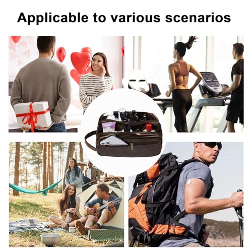 Mens travel toiletry bag Gift For Men, PU Leather Cosmetic Bag Water Resistant Dopp Kit Shaving Pouch Bathroom Toiletries Organizer(Coffee) - color: Coffee
