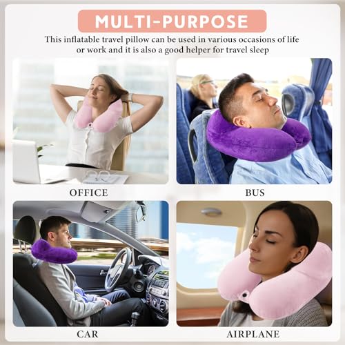 Sintuff 2 Inflatable Neck Pillow Airplane Travel, Light Pink and Violet - color: Light Pink and Violet