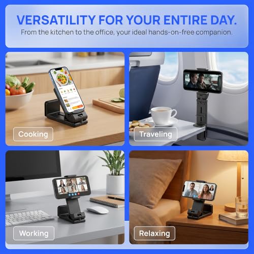 Universal in Flight Airplane Phone Holder Mount. Hands Free Viewing with Multi-Directional Dual 360 Degree Rotation. Pocket Size Must Have Airplane Travel Essential Accessory for Flying