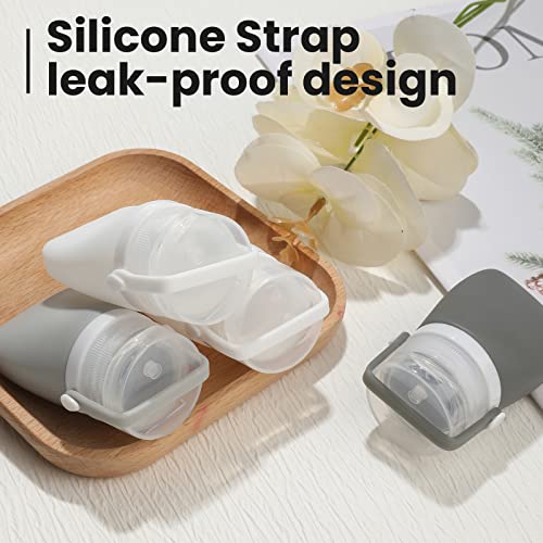 Silicone Travel Bottles,1oz Mini Ketchup Squeeze Salad Dressing Sauce Bottles Small Leak Proof TSA Approved Container for Shampoo Conditioner Toiletries(4 Pieces - color: whie